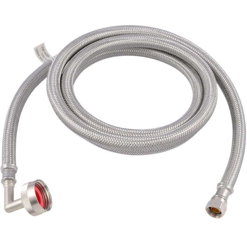 Eastman 6 foot Dishwasher Supply Line, 3/8 Inch Compression x 3/4 Inch FHT Elbow, Braided Stainless Steel Dishwasher Connectors, 41043 - Image 1